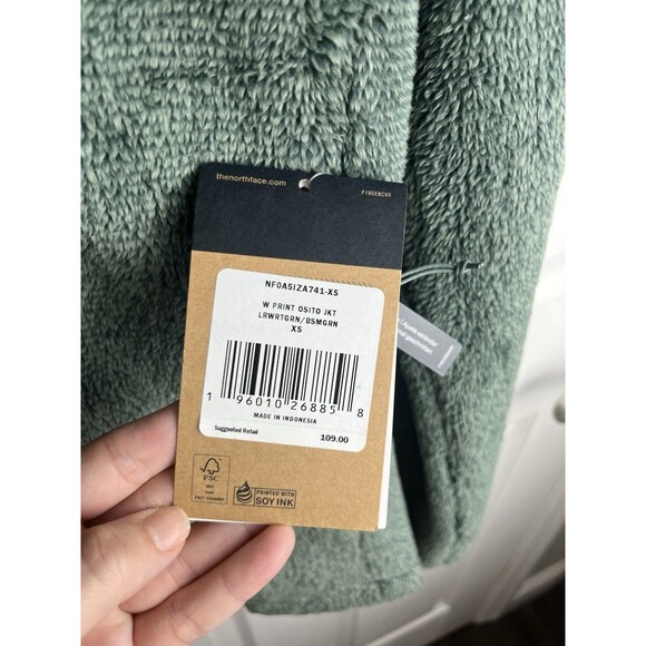 NWT North Face Osita Jacket Women Sz XS Fuzzy Sherpa Style Full Zip Green - Picture 9 of 9